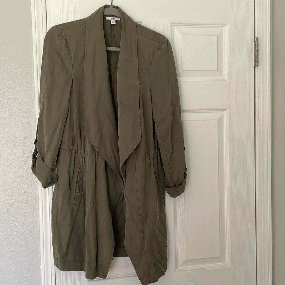 Bar lll Women's Jacket Draped Front Adjustable Waist Dusty Olive